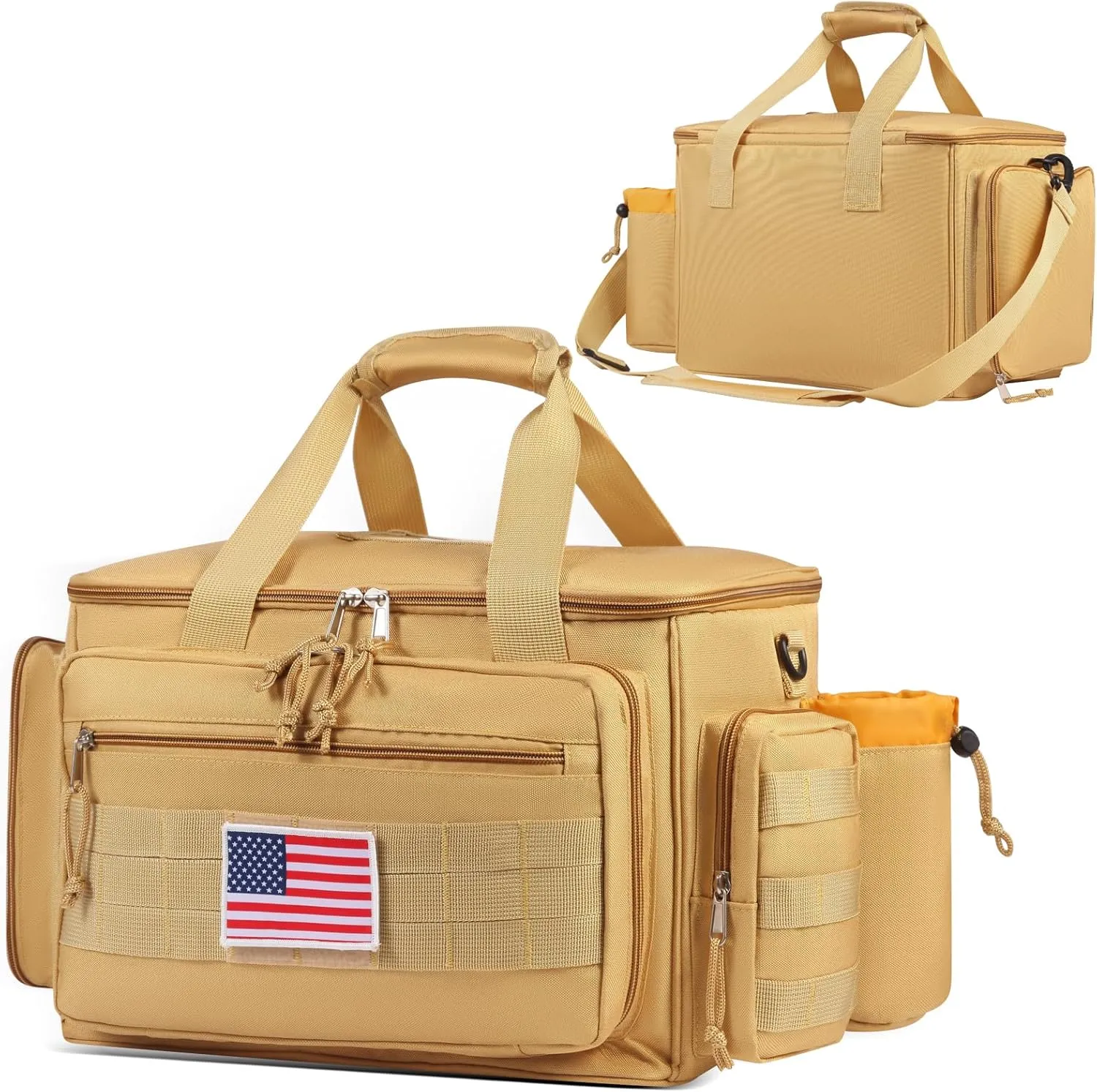 Durable Shooting Tactical Gun Range Bag with 3 Pistol Cases for Handgun - 6 Magazine Slots & Removable Strap - Waterproof and Lightweight