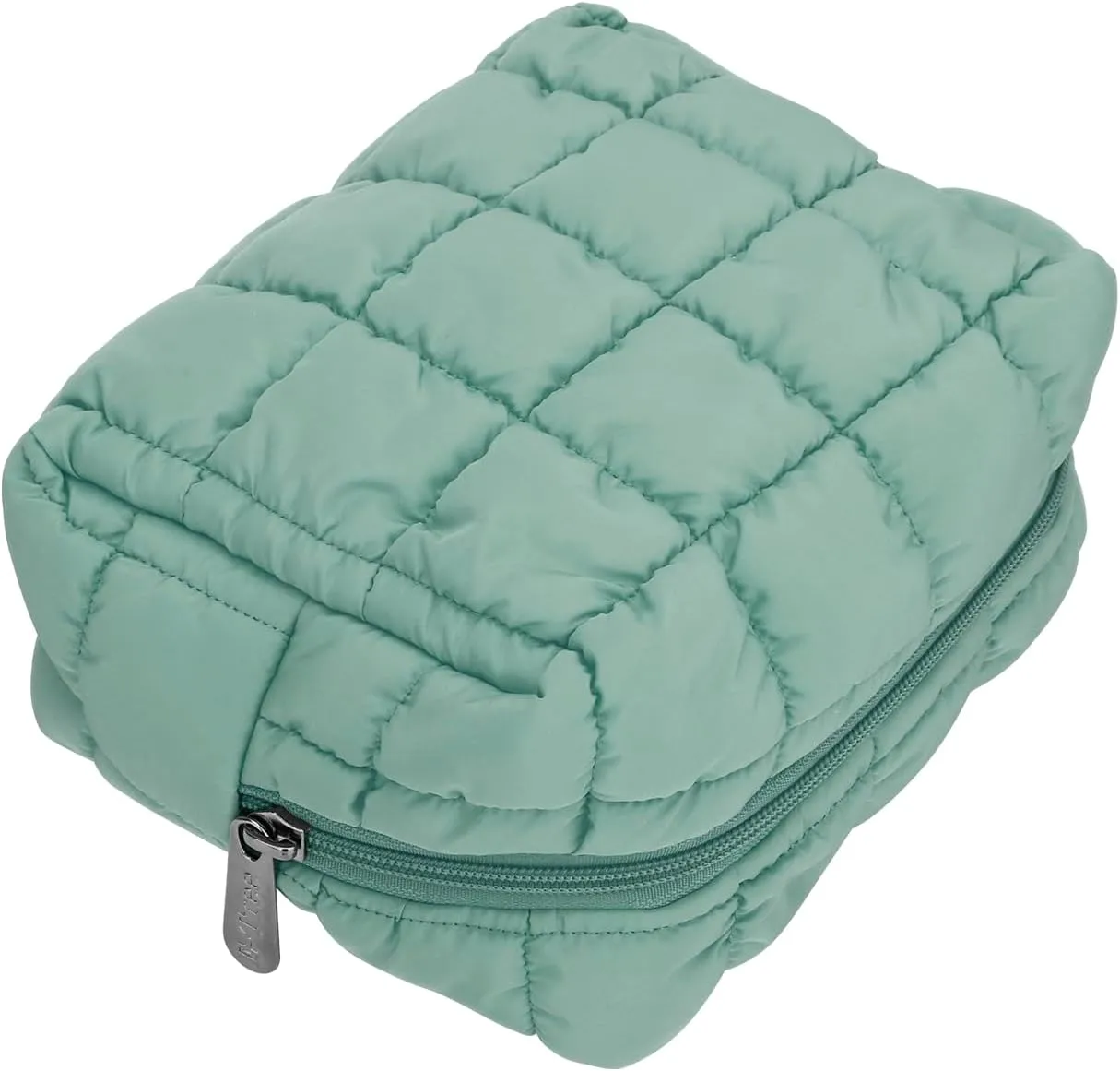 E-Tree Cute Makeup Bag,Quilted Cosmetic Bag,Make up Pouch for Purse,Toiletry Zipper Pouch,Checkered Bag,Travel Case,Storage Pouches for Organization (Green)