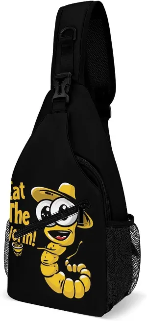 Eat The Worm Sling Bags Travel Crossbody Shoulder Backpack Casual Daypack with Strap for Men Women