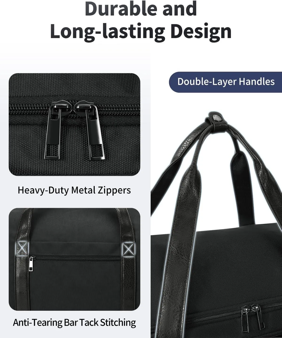 ECOHUB 2-in-1 Garment Bag Carry On Travel Duffel Bags, Water-Resistant Luggage Bag with Wet Pocket Shoe Pouch and Toiletry Bag, Lightweight and Durable Hanging Suit Bag for Business and Weekend, Black