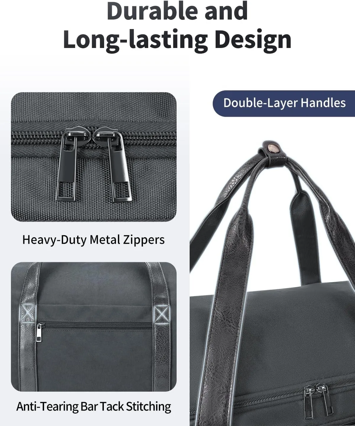 ECOHUB 2-in-1 Garment Bag Carry On Travel Duffel Bags, Water-Resistant Luggage Bag with Wet Pocket, Shoe Pouch and Toiletry Bag, Lightweight and Durable Hanging Suit Bag for Business and Weekend, Grey