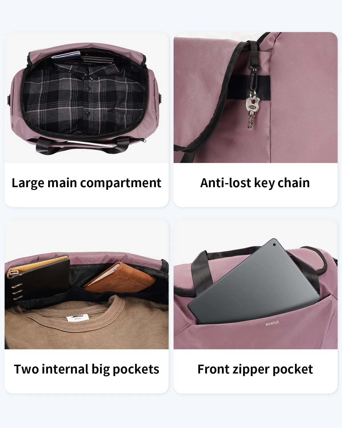 ECOHUB For Spirit Airlines Personal Item Bag 18x14x8 Travel Essentials Travel Duffel Bag Carry on Luggage Gym bag Weekender Overnight Bags Hospital Bags for Women and Men