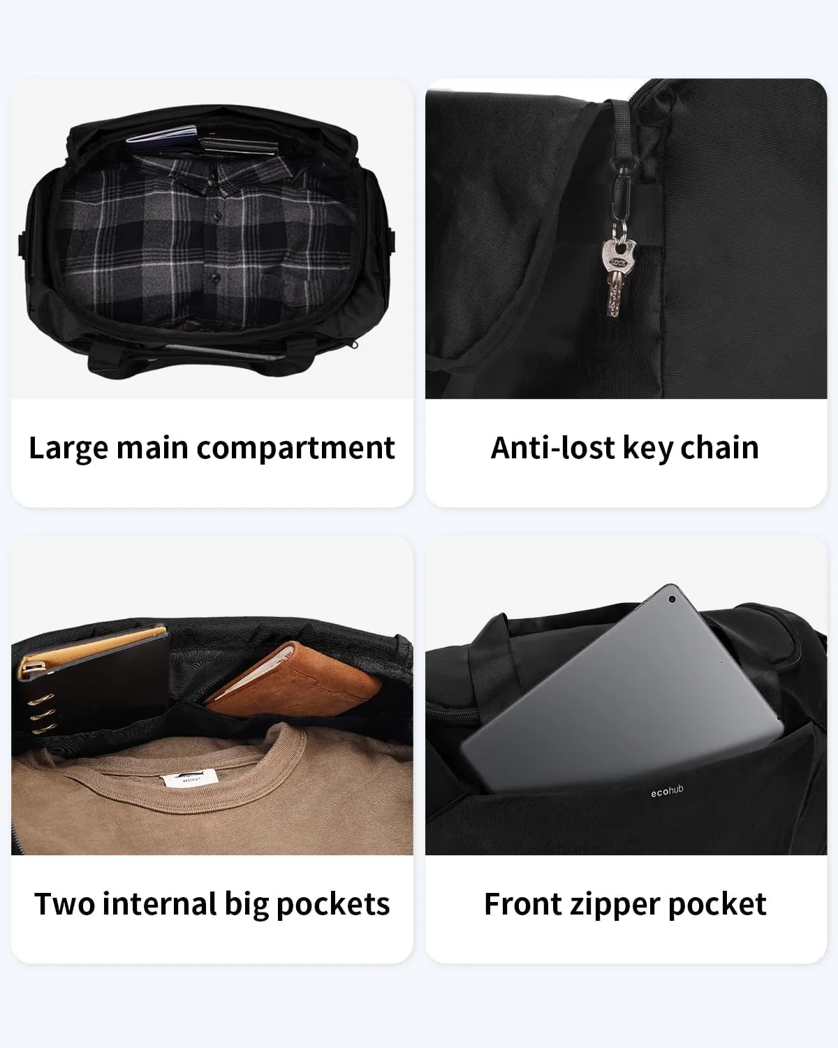 ECOHUB For Spirit Airlines Personal Item Bag 18x14x8 Travel Essentials Travel Duffel Bag Carry on Luggage Gym bag Weekender Overnight Bags Hospital Bags for Women and Men