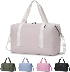 ECOHUB Gym Bag for Women, Personal Item Travel Bag 18x14x8 Underseat Carry on Bag with TSA Approved Wet Bag Inner Pockets, 30L Beige