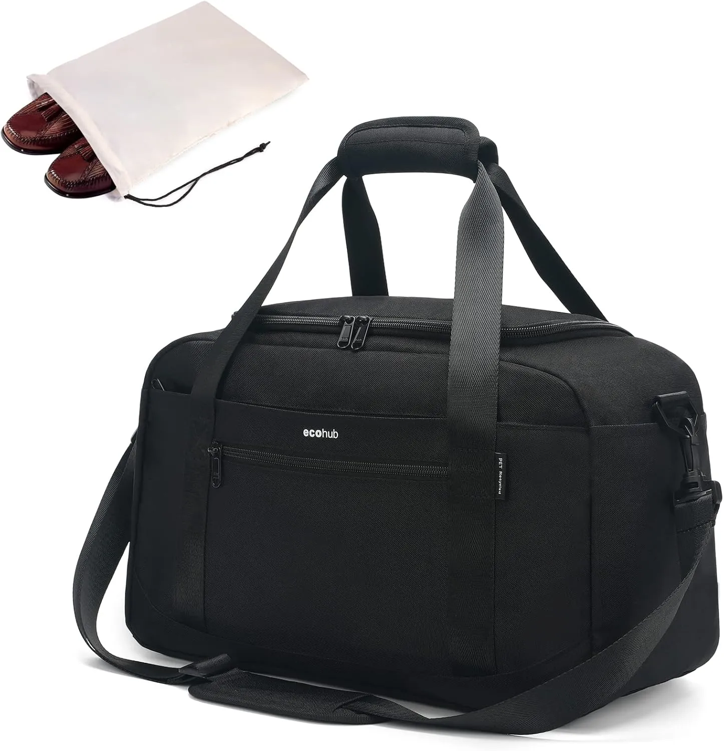 ECOHUB Personal Item Bag 16'' Small Duffel Bag Travel Bag Weekender Bag Gym Bag Tote Duffel bag Overnight Bags Travel Essentials for Women and Men Shoulder Bag Carry On Shoes Bag (Black)