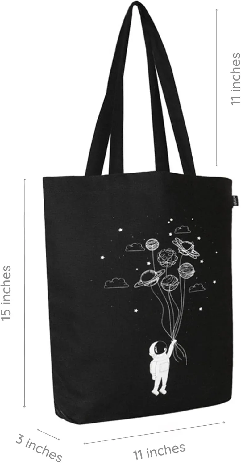 Ecoright Tote Bag for Women with Zipper, Small Tote Bag, Canvas Bag, Reusable Cotton Bag for Beach, Grocery, School & Work