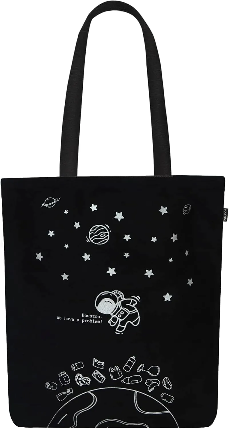 Ecoright Tote Bag for Women with Zipper, Small Tote Bag, Canvas Bag, Reusable Cotton Bag for Beach, Grocery, School & Work