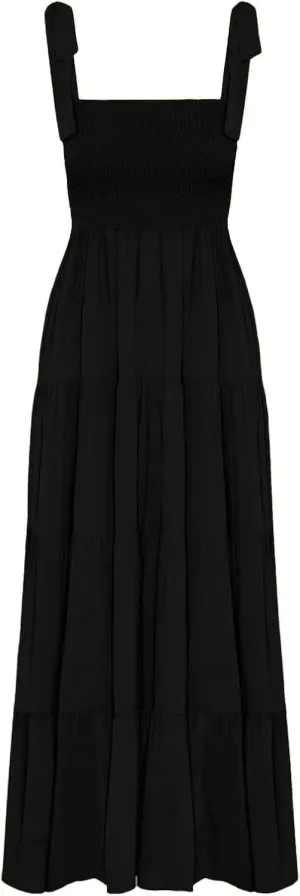 ELIGNTLOFT Women's Summer Casual Maxi Dress Spaghetti Strap Square Neck Boho Beach Long Sun Dresses