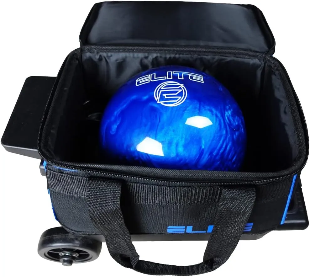 ELITE Basic Single Roller Bowling Ball Bag | Multiple Colors | Fits Up to Size 10.5 Shoes | Compact Design | Bowling Bags With Wheels
