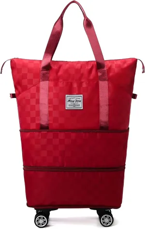 Ellniges]【Oxford Fabric Luggage Bag with Wheels & Retractable Handle, 36-55L Rolling Travel Duffel for Women, Durable Water- Carry-On for Airplane/Train/Weekend Trips, Spacious Organizational Design