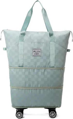 Ellniges]【Oxford Fabric Luggage Bag with Wheels & Retractable Handle, 36-55L Rolling Travel Duffel for Women, Durable Water- Carry-On for Airplane/Train/Weekend Trips, Spacious Organizational Design