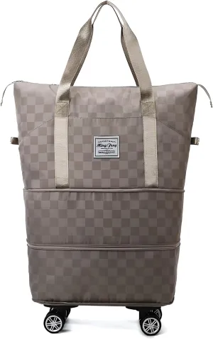 Ellniges]【Oxford Fabric Luggage Bag with Wheels & Retractable Handle, 36-55L Rolling Travel Duffel for Women, Durable Water- Carry-On for Airplane/Train/Weekend Trips, Spacious Organizational Design