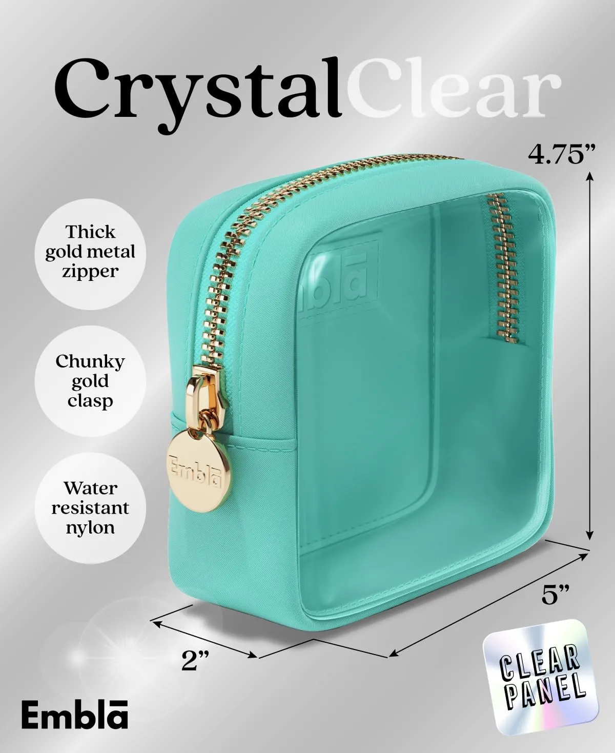 Embla Clear Cosmetic Bag Makeup Case, Clear Zipper Make Up Pouch and Toiletry Travel Tote, Cute Skincare Pouches for Women Girls, Preppy Purse Cosmetic Organizer, Mini Makeup Bags, Cotton Candy