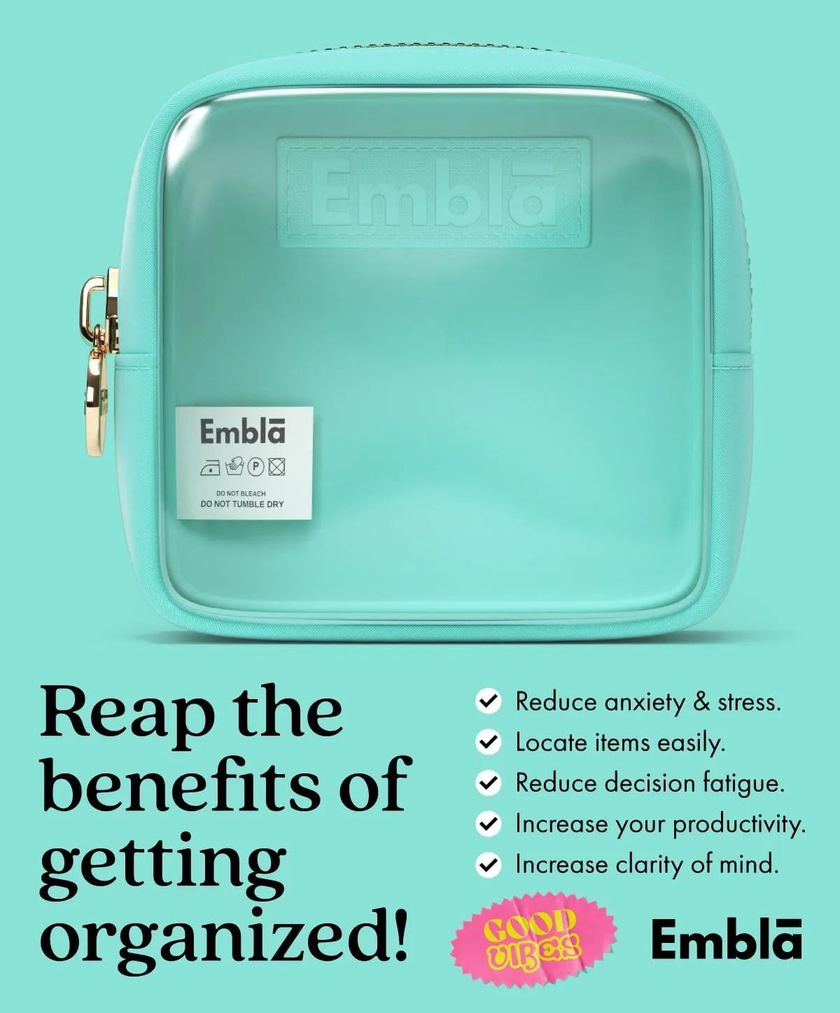 Embla Clear Cosmetic Bag Makeup Case, Clear Zipper Make Up Pouch and Toiletry Travel Tote, Cute Skincare Pouches for Women Girls, Preppy Purse Cosmetic Organizer, Mini Makeup Bags, Cotton Candy