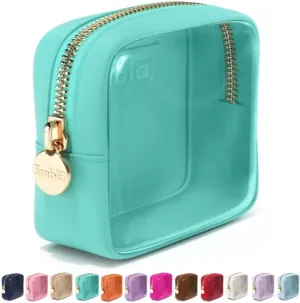 Embla Clear Cosmetic Bag Makeup Case, Clear Zipper Make Up Pouch and Toiletry Travel Tote, Cute Skincare Pouches for Women Girls, Preppy Purse Cosmetic Organizer, Mini Makeup Bags, Cotton Candy