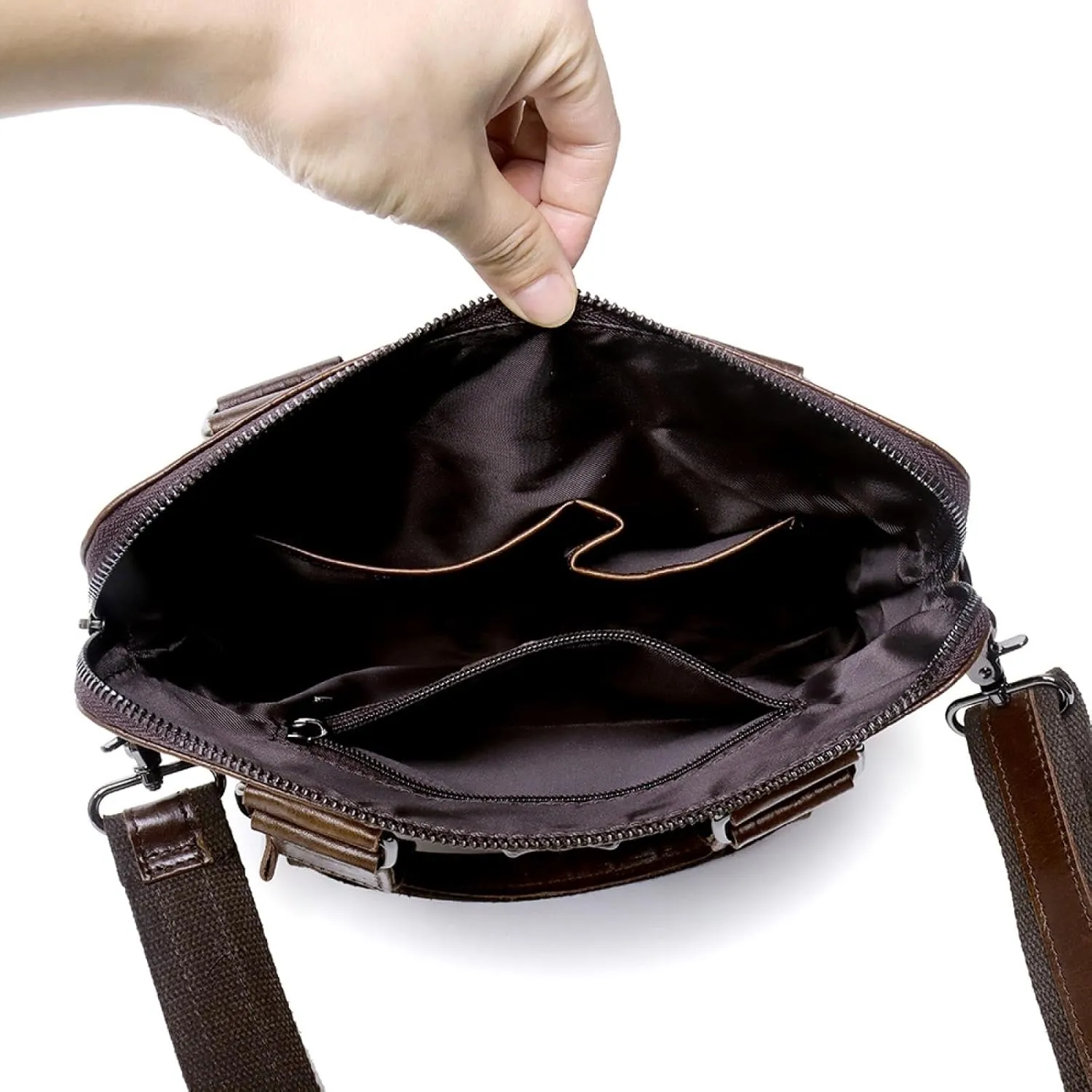 Embossed Crocodile Leather Men's Bag, Oily Wax Top Cowhide Tote, Vertical Shoulder Crossbody Bag