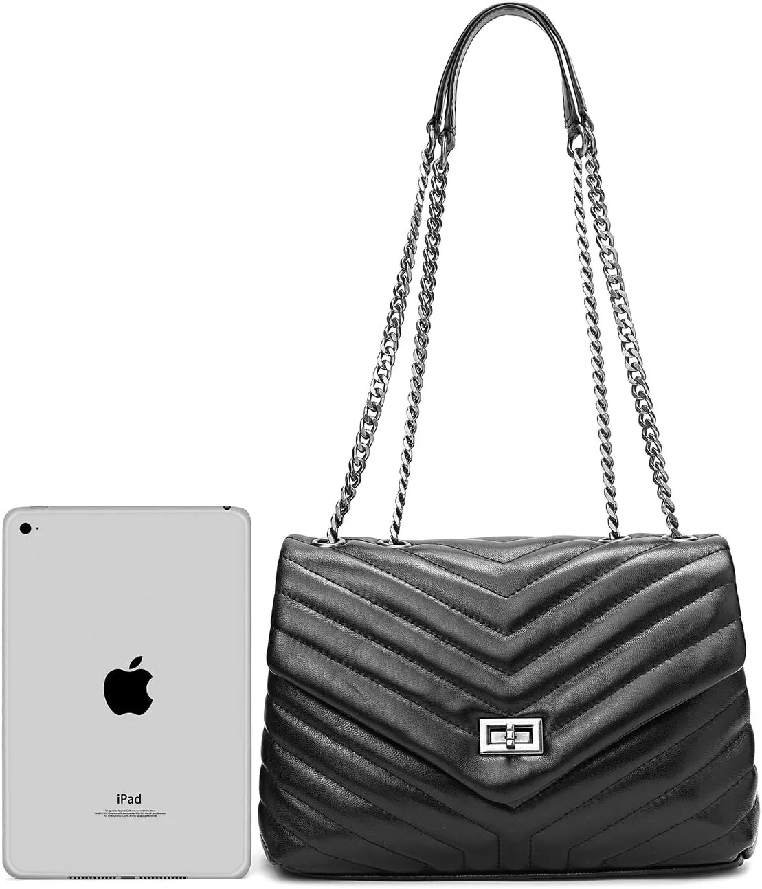 EvaLuLu Lambskin Leather Quilted Purse Shoulder Bag Women Handbags with Chain Strap