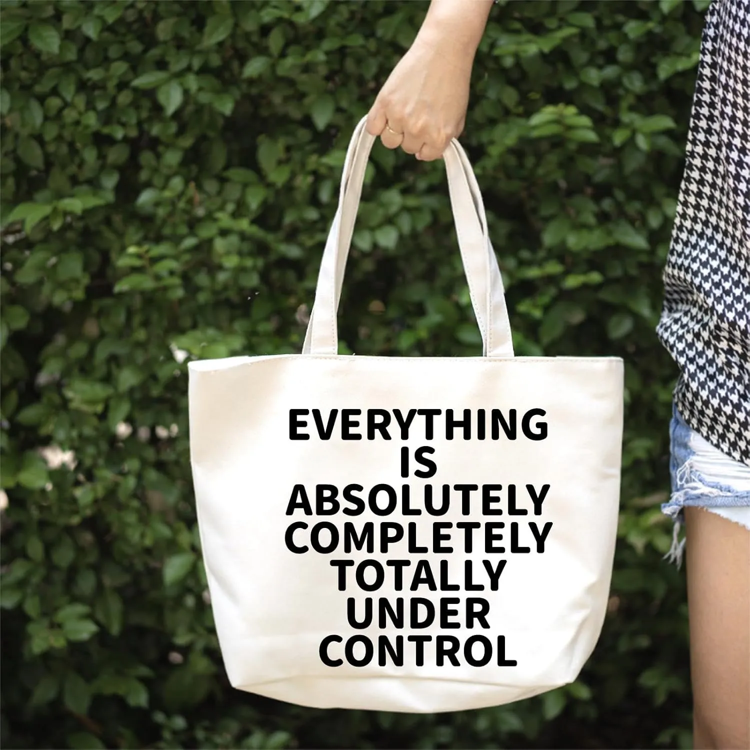 Everyting Is OK Tote Bag Large Tote Bag for Women Tote Handbag Cotton Tote Bag Reusable Grocery Bag Shopping Bag Beach Travel Bag Sports Gym Shoulder Bag Canvas Bag With Pocket