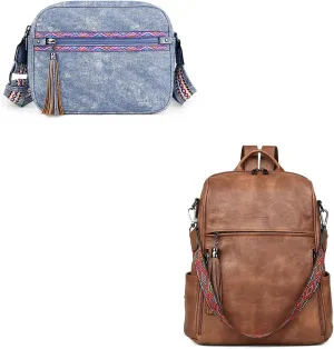 FADEON Crossbody Bags Purses for Women and Leather Backpack Purse