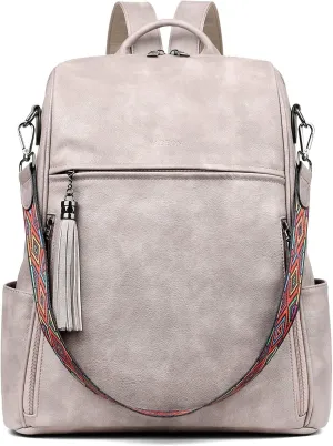 FADEON Laptop Backpack Purse for Women Large Designer PU Leather Laptop Bag, Ladies Computer Shoulder Bags
