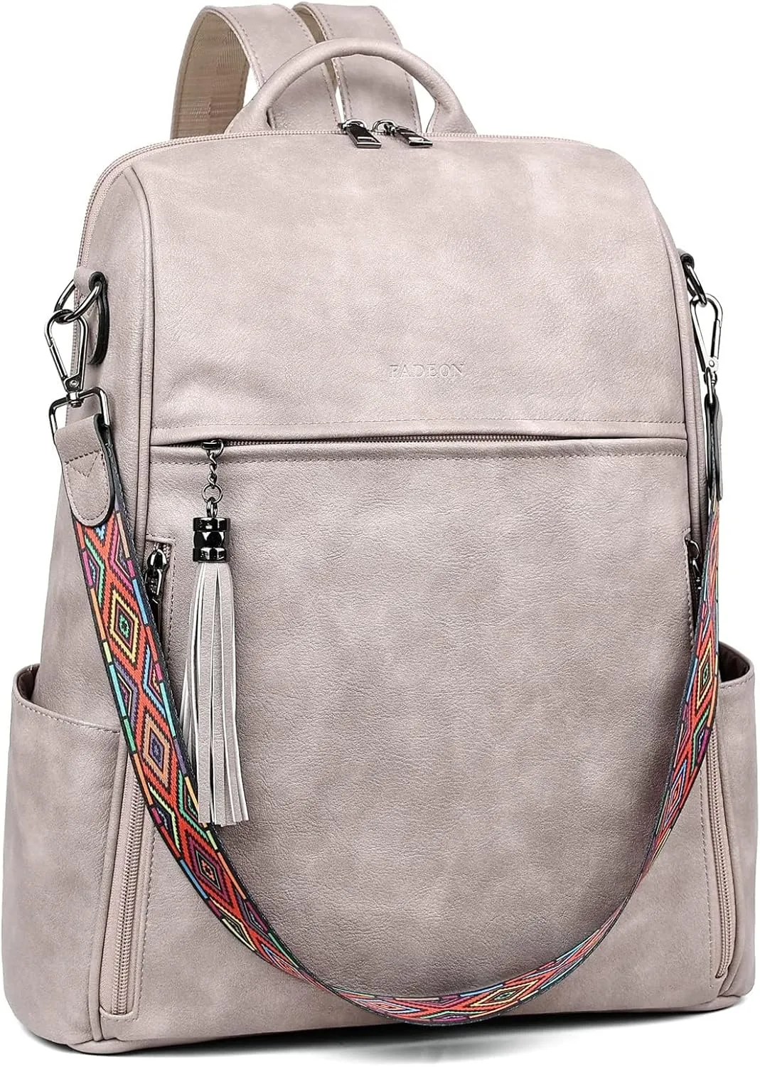 FADEON Laptop Backpack Purse for Women Large Designer PU Leather Laptop Bag, Ladies Computer Shoulder Bags
