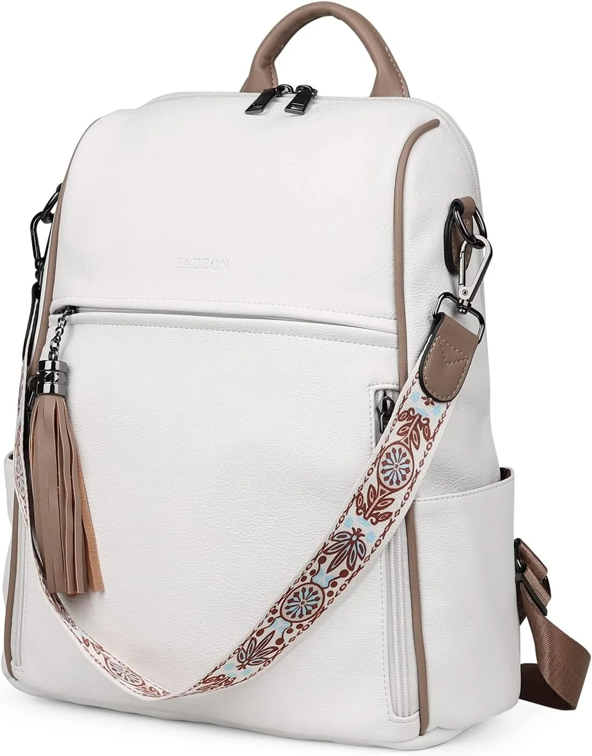 FADEON Leather Backpack Purse for Women Designer Travel Backpack Purses PU Fashion Ladies Shoulder Bag with Tassel