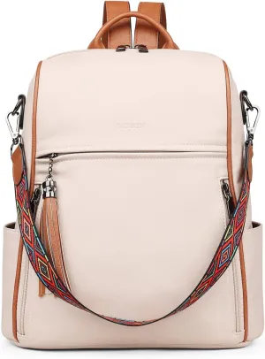 FADEON Leather Backpack Purse for Women Designer Travel Backpack Purses PU Fashion Ladies Shoulder Bag with Tassel