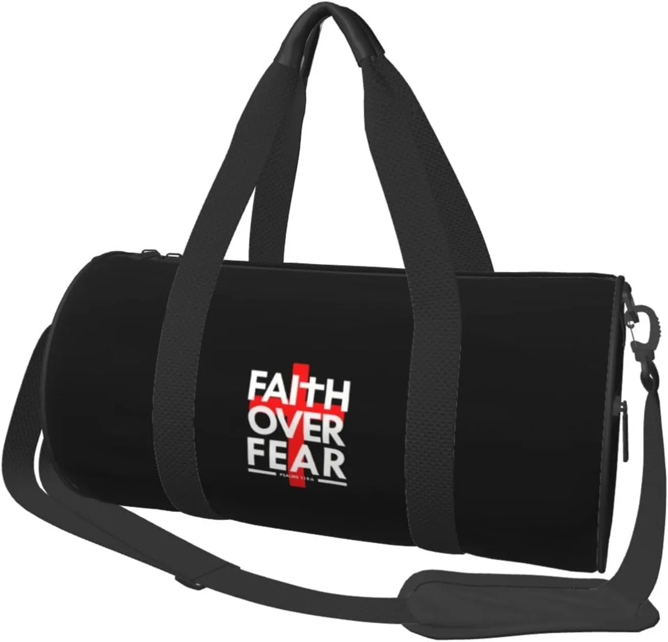 Faith Over Fear Bible Scripture Verse Christian Convertible Garment Bag with Shoulder Strap, Carry on Garment Duffel Bag for Men Women - Rolling Foldable for Travel Luggage Bags (Black)