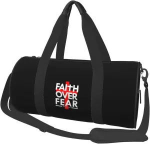 Faith Over Fear Bible Scripture Verse Christian Convertible Garment Bag with Shoulder Strap, Carry on Garment Duffel Bag for Men Women - Rolling Foldable for Travel Luggage Bags (Black)