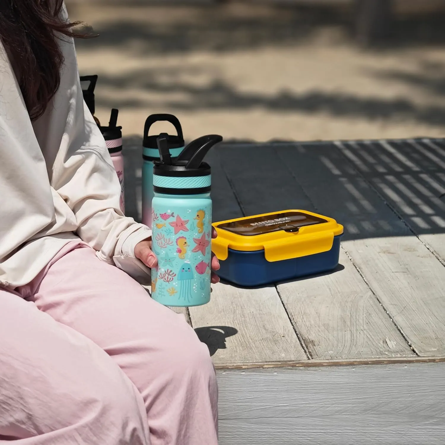 Fanhaw 14 Oz Kids Insulated Water Bottle with Straw - Stainless Steel Double Wall Vacuum Cup, Leakproof, BPA Free, Suitable for Boys and Girls(Black - Space Dinasour)