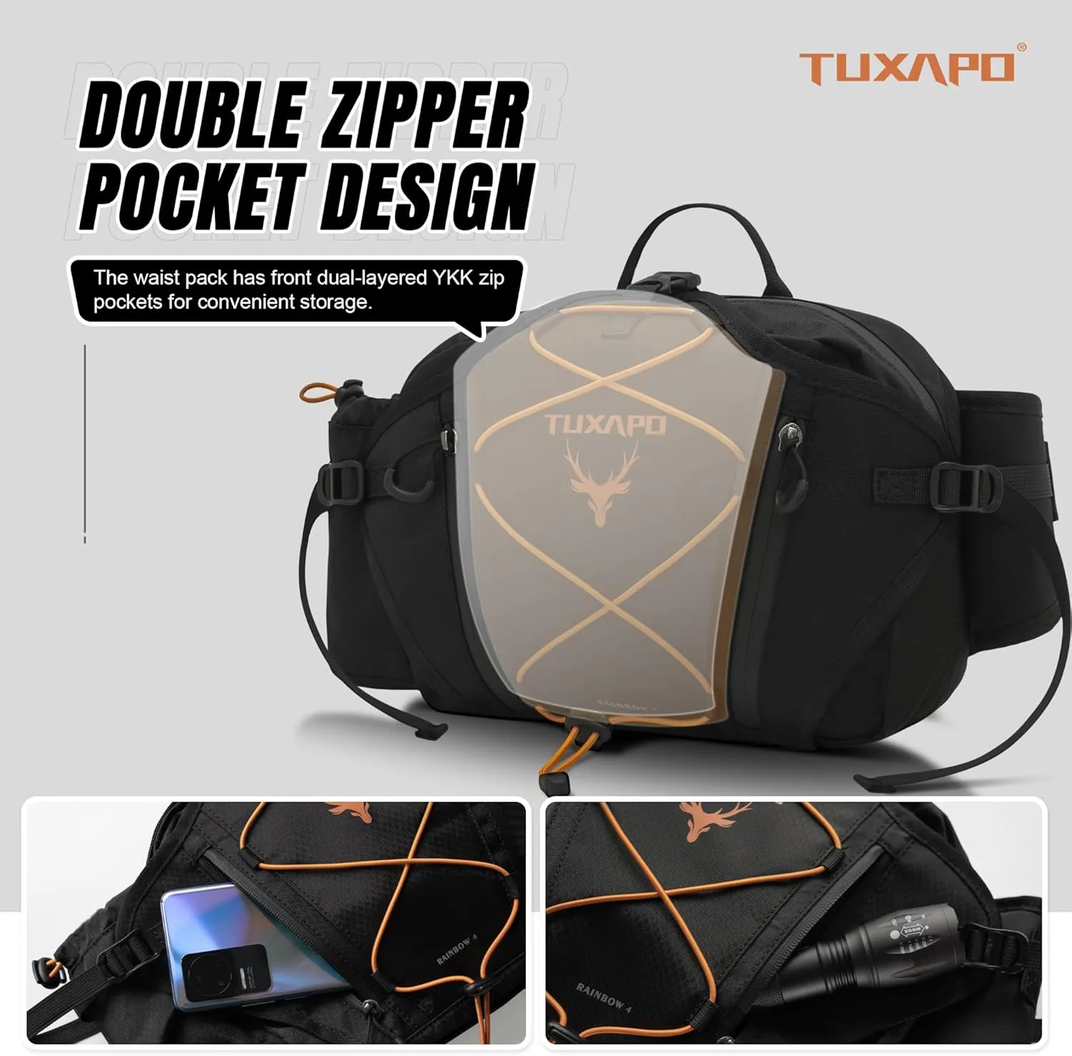 Fanny Pack for Men Black Waist Bags large Running Packs Outdoor Belt Bag for Cycling Hiking Travel Festival Gifts