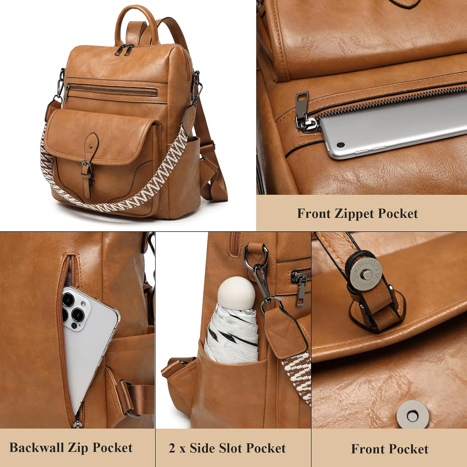 Fashion Backpack Purse for Women Large Capacity Daypack Purse Convertiable Shuolder Bag for Work, Shopping, Travel, Gray