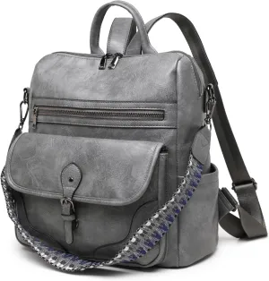 Fashion Backpack Purse for Women Large Capacity Daypack Purse Convertiable Shuolder Bag for Work, Shopping, Travel, Gray