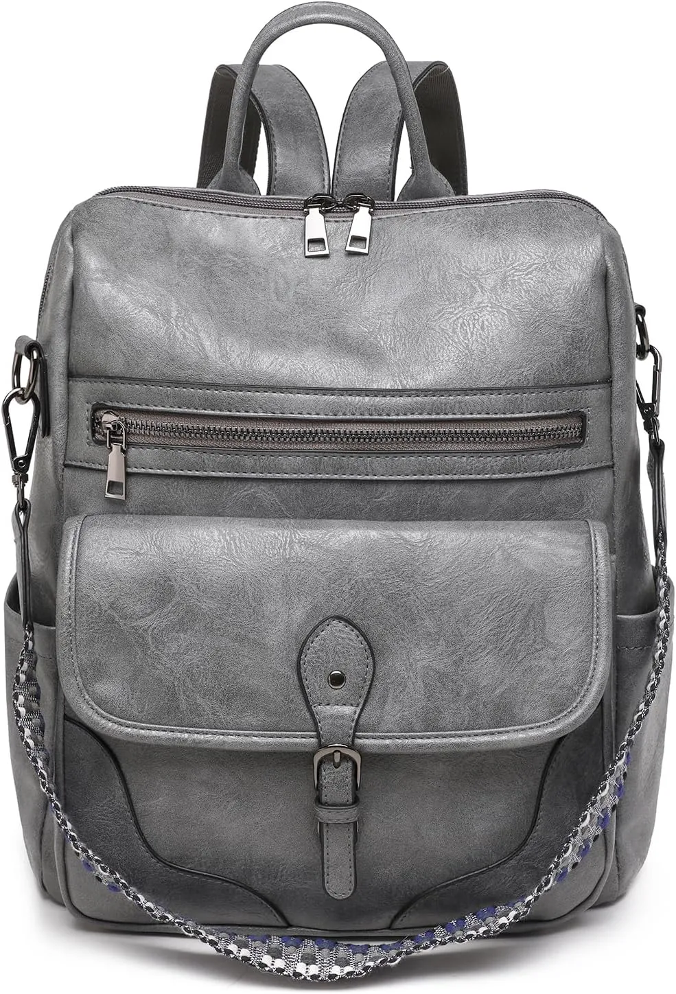 Fashion Backpack Purse for Women Large Capacity Daypack Purse Convertiable Shuolder Bag for Work, Shopping, Travel, Gray