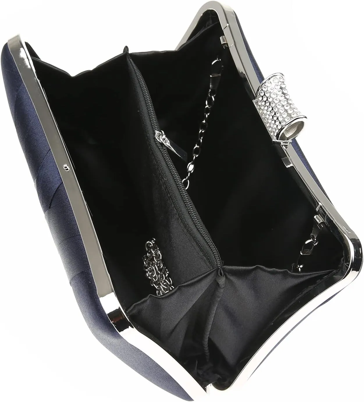 Fashion Womens Jane Satin Diamante Clutch Rhinestone Evening Bridal Prom Party Handbag Crossbody Purse Chain Bag