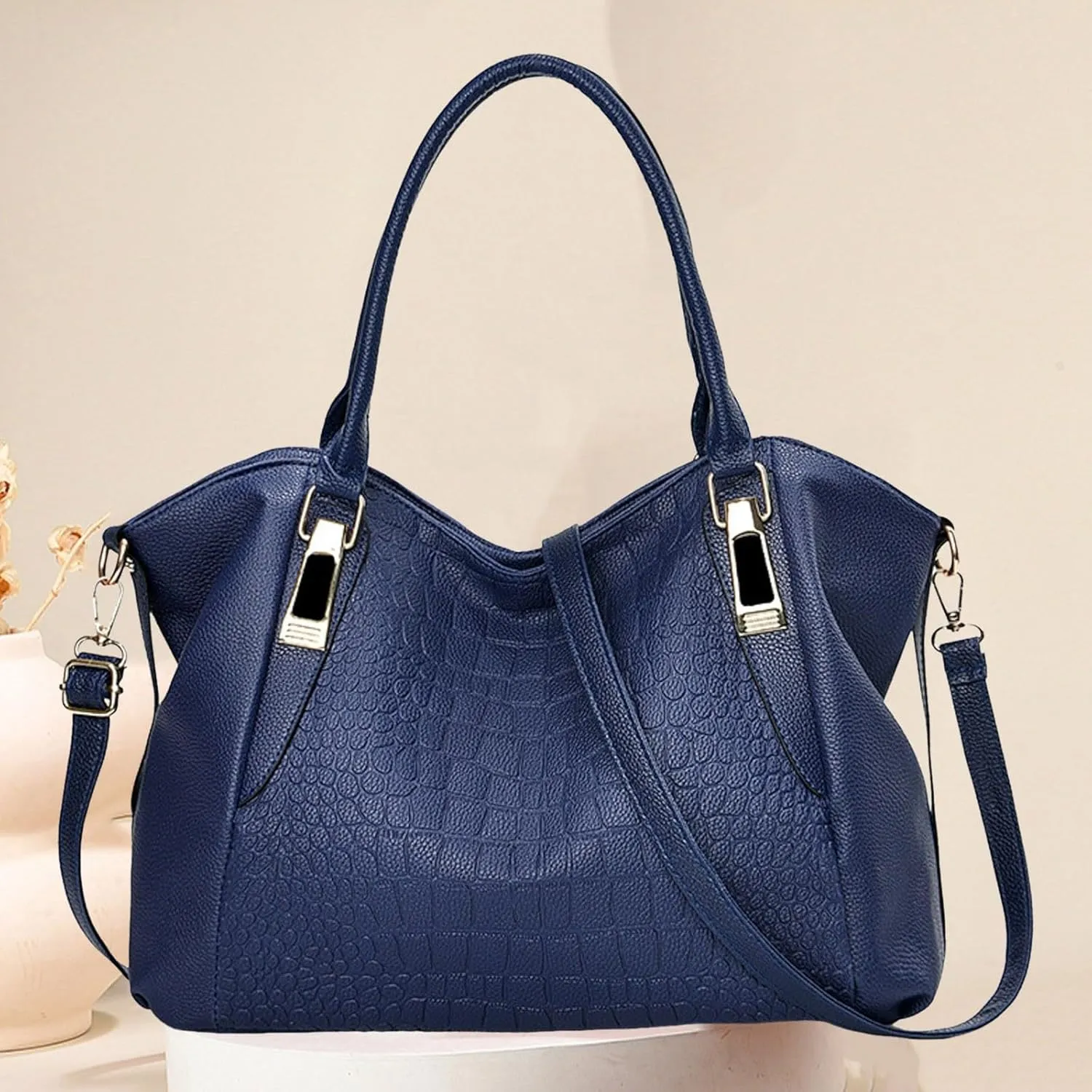 Fashionable And Simple Women's Large Capacity Soft Leather Texture Casual Crossbody Bag Men Mini (Blue, One Size)