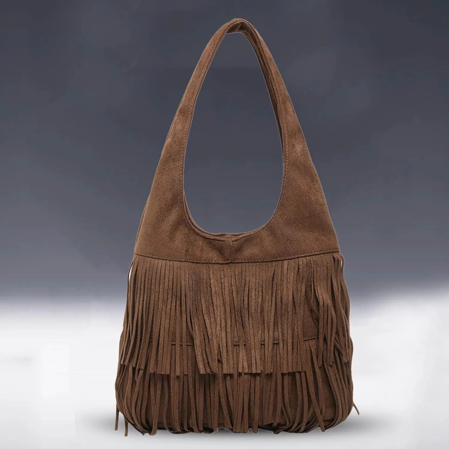 Fashionable Retro Classic Frosted Tassel Large Capacity Tote Shoulder Bag Shoulder Bag Messenger Bags (Coffee, One Size)