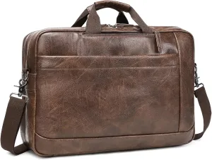 Faux Leather Messenger Bag for Men 17-17.3 Inch: Convertible 3 in 1 Backpack Laptop Bag Briefcase Computer Handbags Shoulder Crossbody Bag with Padded Laptop Sleeve for Work College Travel, PU Coffee
