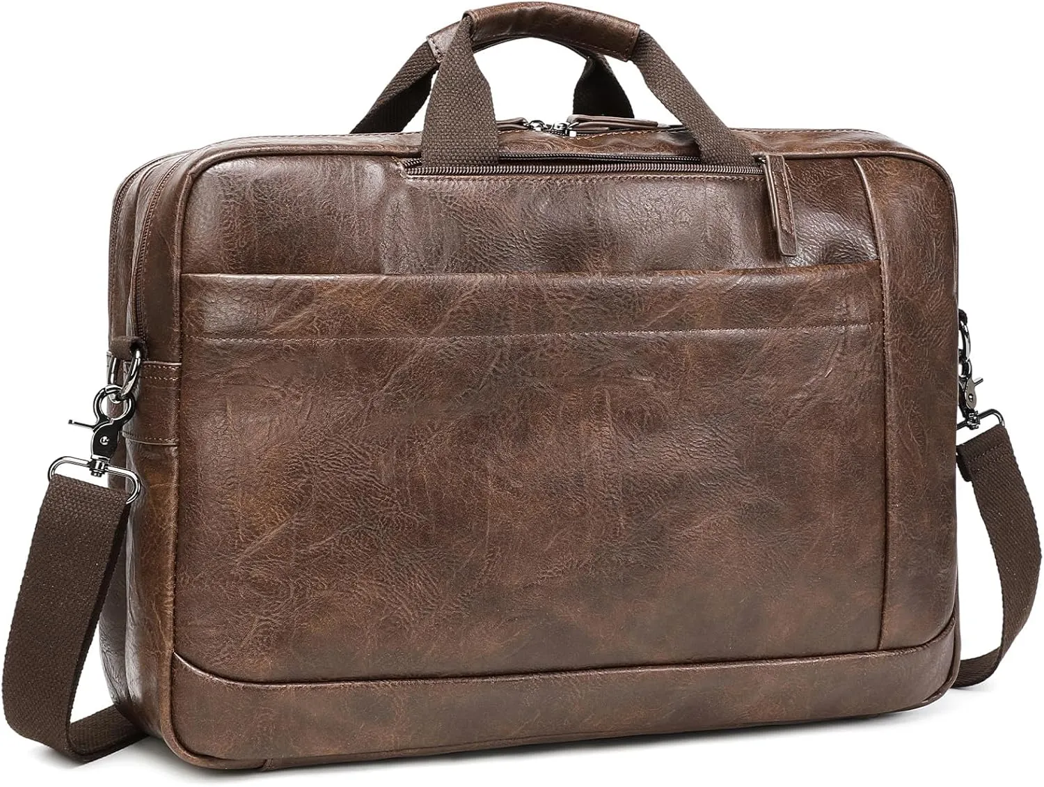 Faux Leather Messenger Bag for Men 17-17.3 Inch: Convertible 3 in 1 Backpack Laptop Bag Briefcase Computer Handbags Shoulder Crossbody Bag with Padded Laptop Sleeve for Work College Travel, PU Coffee