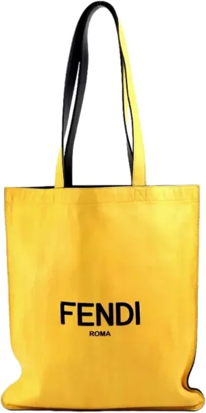 FENDI Pack Yellow Box Leather Shopping Large Tote Bag
