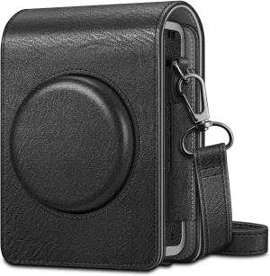 Fintie Protective Case for Fujifilm Instax Mini EVO Camera - Premium Vegan Leather Bag Cover with Removable Adjustable Strap, Vintage Black