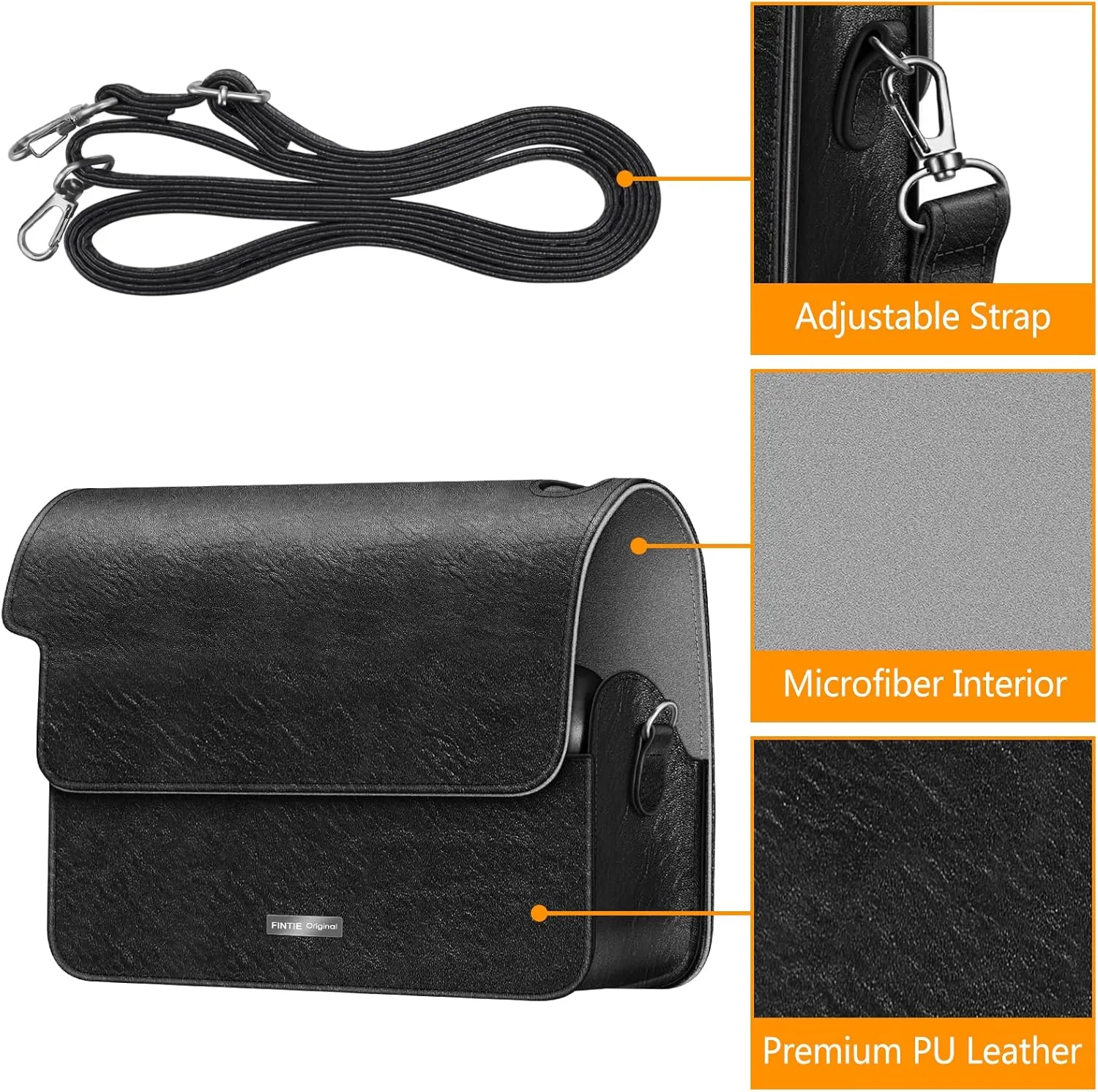 Fintie Protective Case for Fujifilm Instax Wide 300 Instant Film Camera - Premium Vegan Leather Bag Cover with Removable Strap, Vintage Black