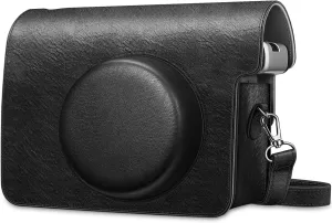 Fintie Protective Case for Fujifilm Instax Wide 300 Instant Film Camera - Premium Vegan Leather Bag Cover with Removable Strap, Vintage Black
