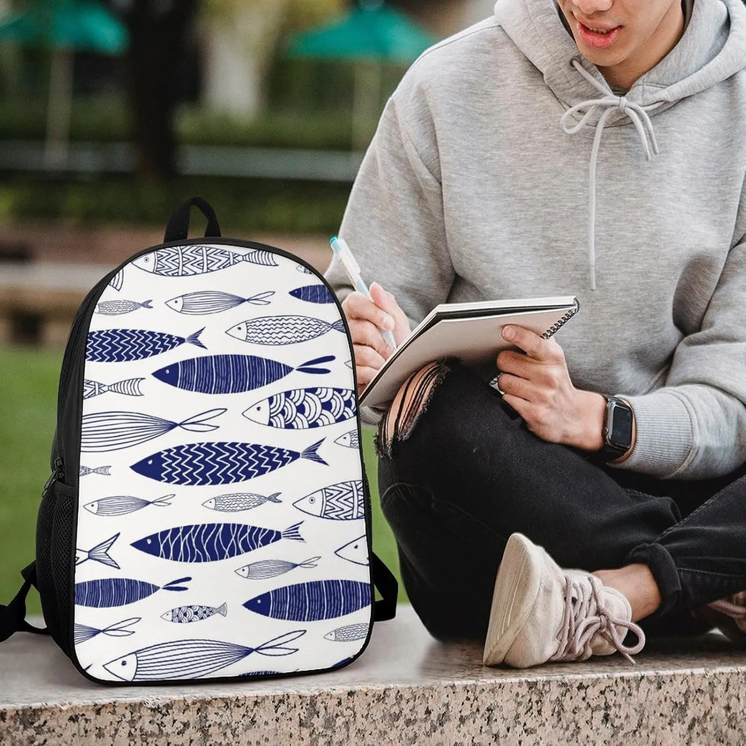 Fish Backpack Lightweight Waterproof Backpacks Laptop Backpack for Unisex Casual Travel Daypacks Large Capacity