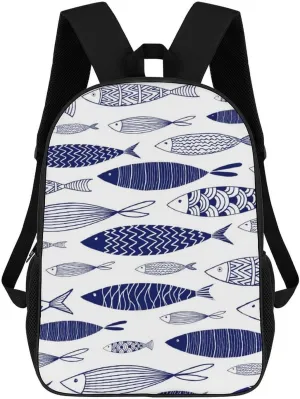 Fish Backpack Lightweight Waterproof Backpacks Laptop Backpack for Unisex Casual Travel Daypacks Large Capacity
