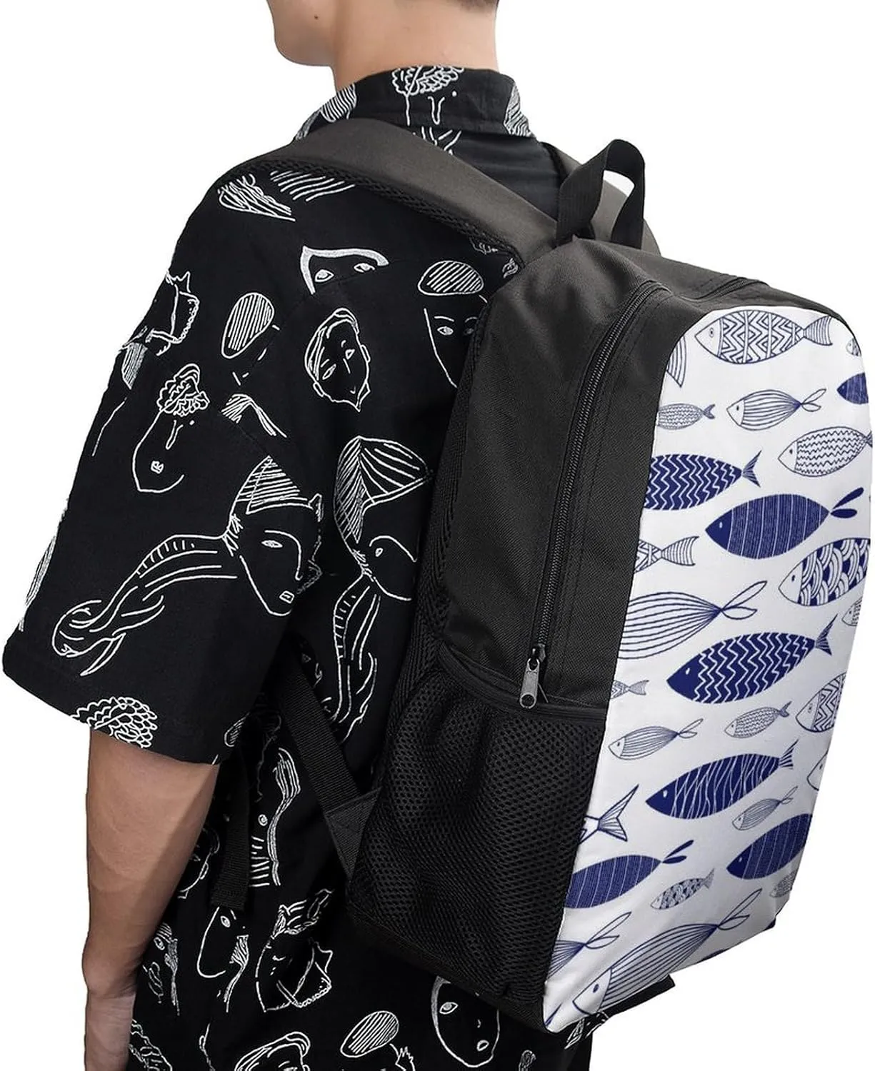 Fish Backpack Lightweight Waterproof Backpacks Laptop Backpack for Unisex Casual Travel Daypacks Large Capacity