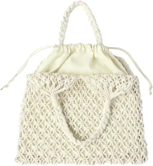 Fishing Net Handbag, Woven Shoulder Bag, Cotton Rope Tote, Mesh Travel Beach Bag, Crochet Knit Purse for Women