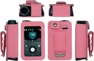 Fitted Leather Case with Rotating Belt Clip   Screen Protector for Medtronic Minimed Insulin Pump (Minimed 630G / 640G / 650G / 670G / 770G / 780G) (Pink)