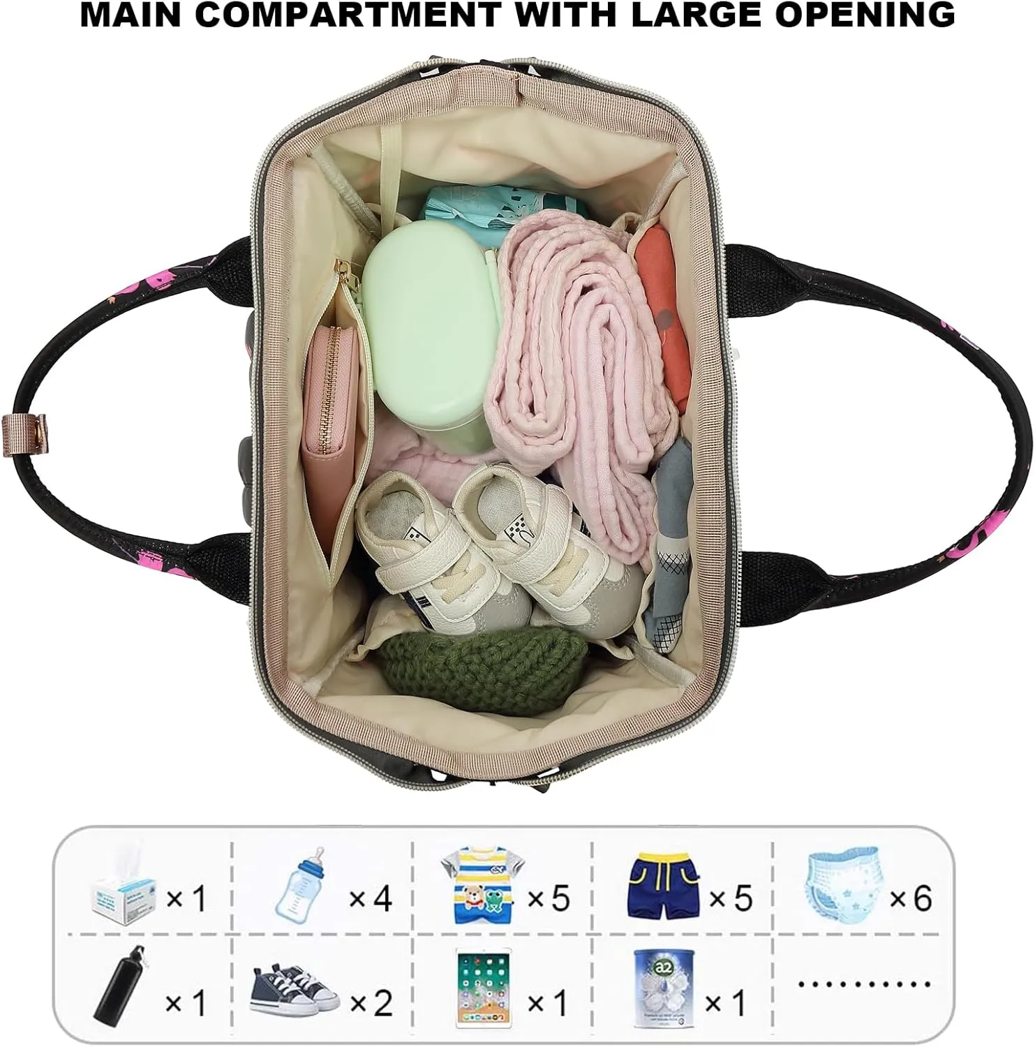 Flamingo Baby Diaper Bag Backpack for Women, Large Capacity Waterproof Maternity Travel Nappy Backpacks with Stroller Straps