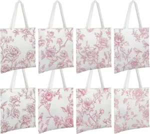 Floral Canvas Tote Bag for Women Chinoiserie Tote Bag Aesthetic Reusable Grocery Bags for Travel Shopping